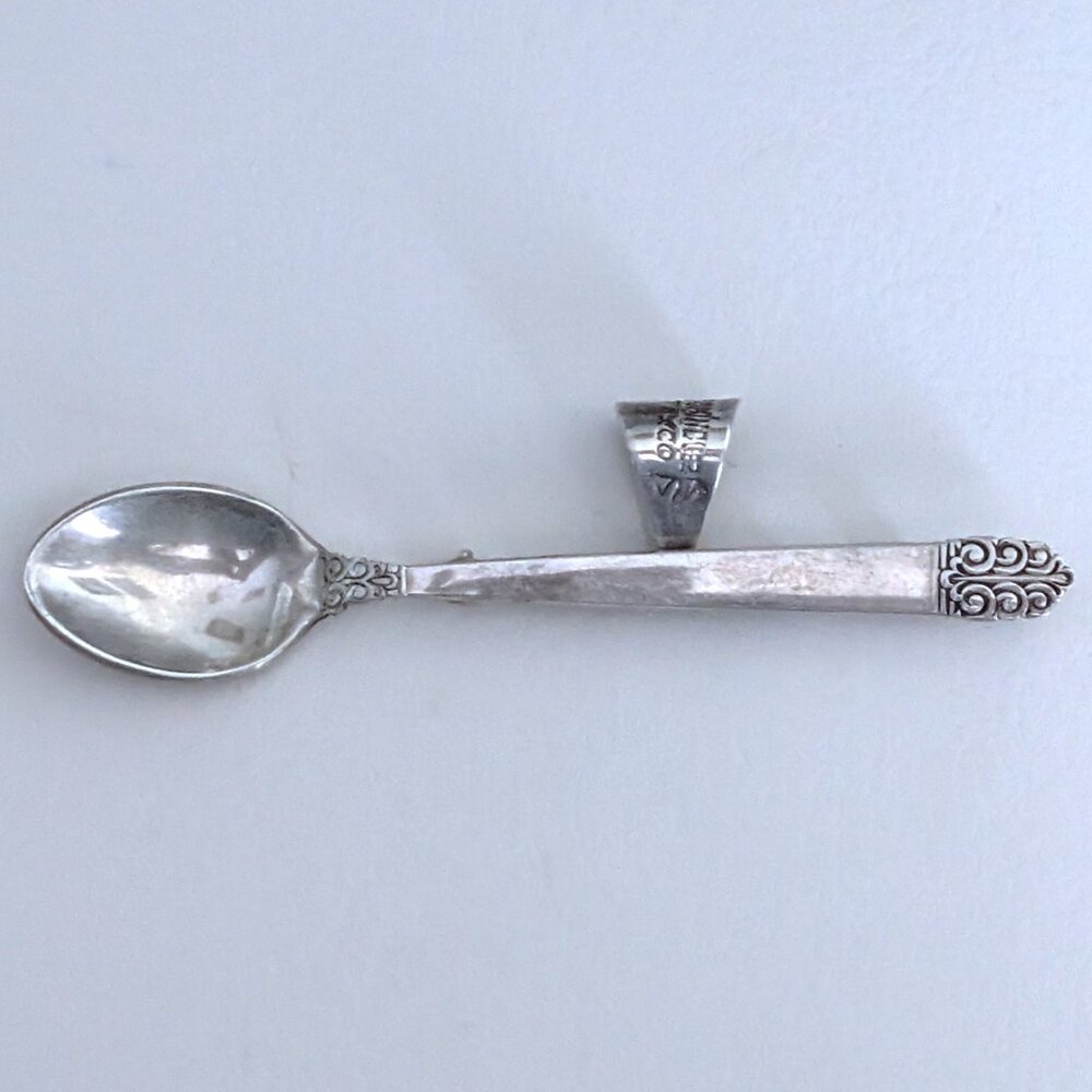Vintage Taxco Mexico Sterling Silver 925 Eagle Mark Spoon Brooch Pin Pendant